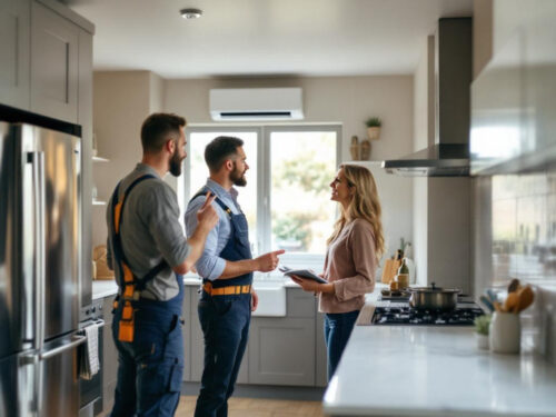 Ouvrier qui parle au client